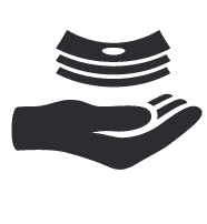 Hand with money icon