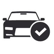 Car with a check sign icon
